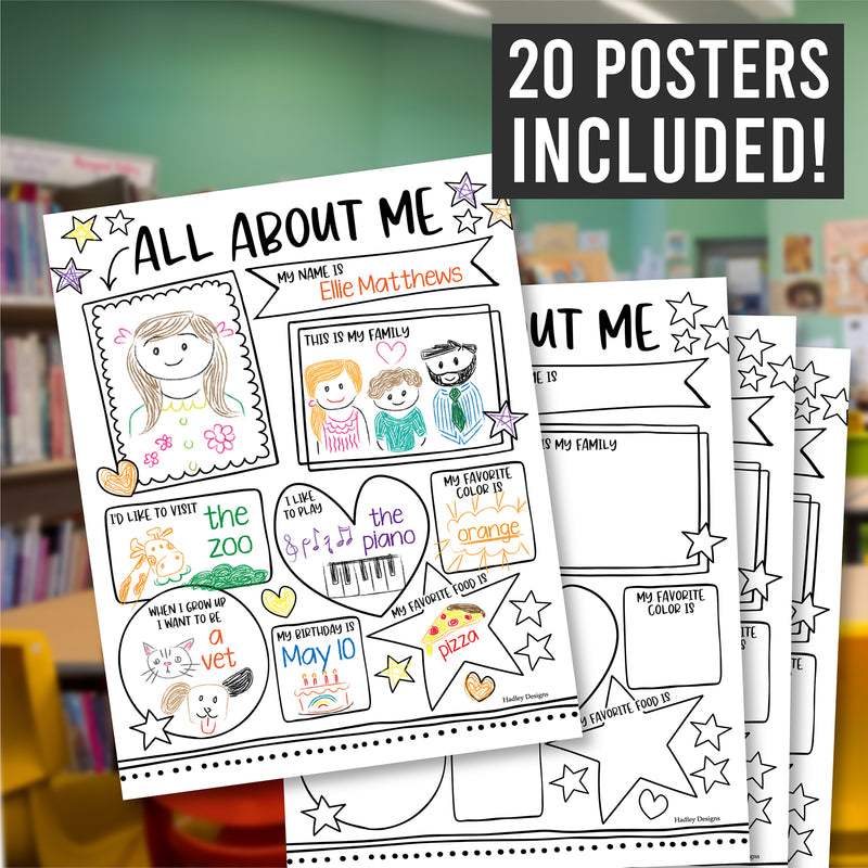 Star Student Read All About Me Posters, Set of 20