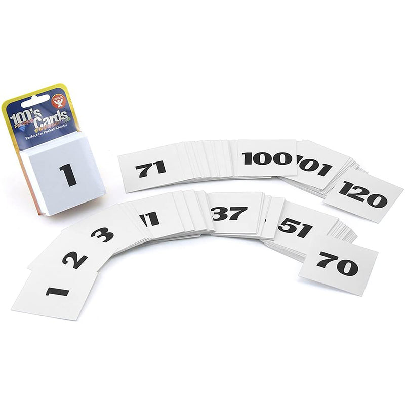 Pocket Chart Number Cards, 2" x 2", 100 Per Pack, 6 Packs