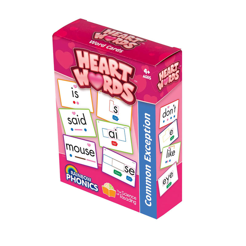 Rainbow Phonics Heart Word Cards, Common Exception Words