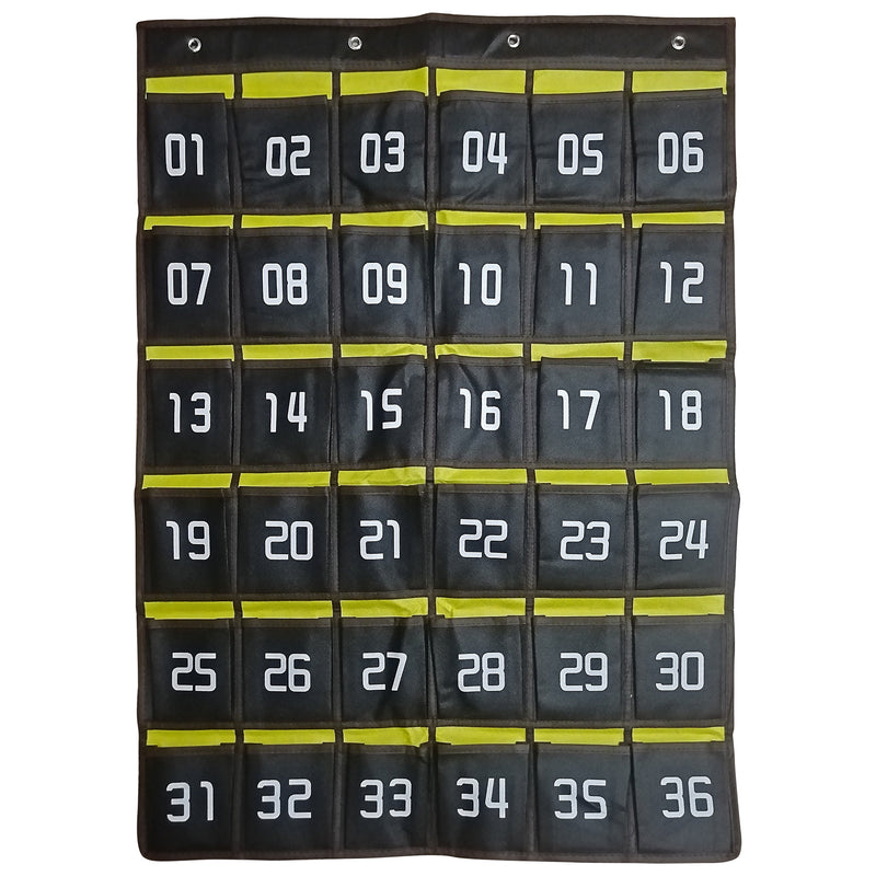 Hanging Cell Phone Pocket Storage Classroom Organizer, 36-Pockets, Black/Yellow