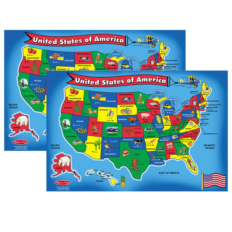 U.S.A. (United States) Map Floor Puzzle - 51 Pieces, Pack of 2