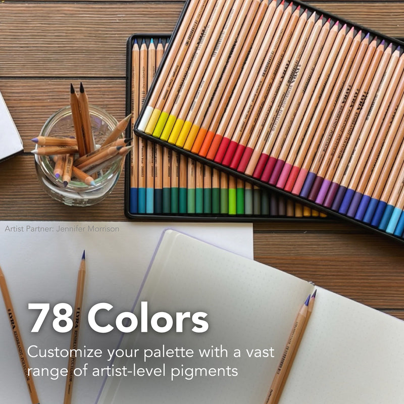 Rembrandt Polycolor Colored Pencil Set Tin, Assorted Colors, 24 Pieces