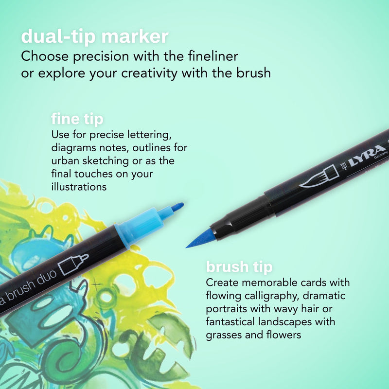 Aqua Brush Duo Dual Tip Marker Set, Assorted Colors, 24 Pieces