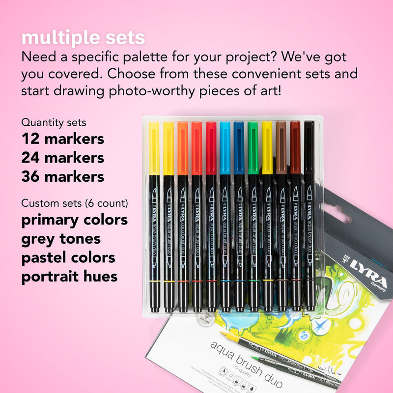 Aqua Brush Duo Dual Tip Marker Set, Assorted Colors, 24 Pieces
