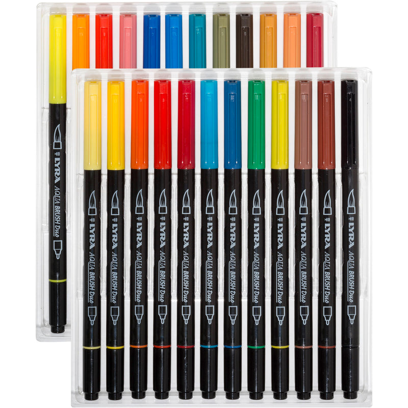 Aqua Brush Duo Dual Tip Marker Set, Assorted Colors, 24 Pieces