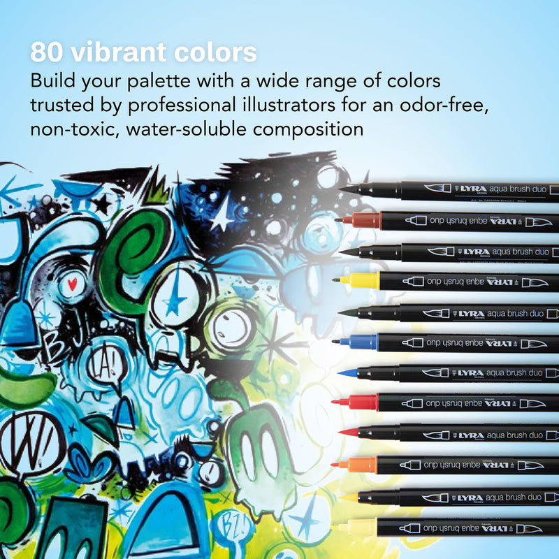 Aqua Brush Duo Dual Tip Marker Set, Assorted Colors, 24 Pieces