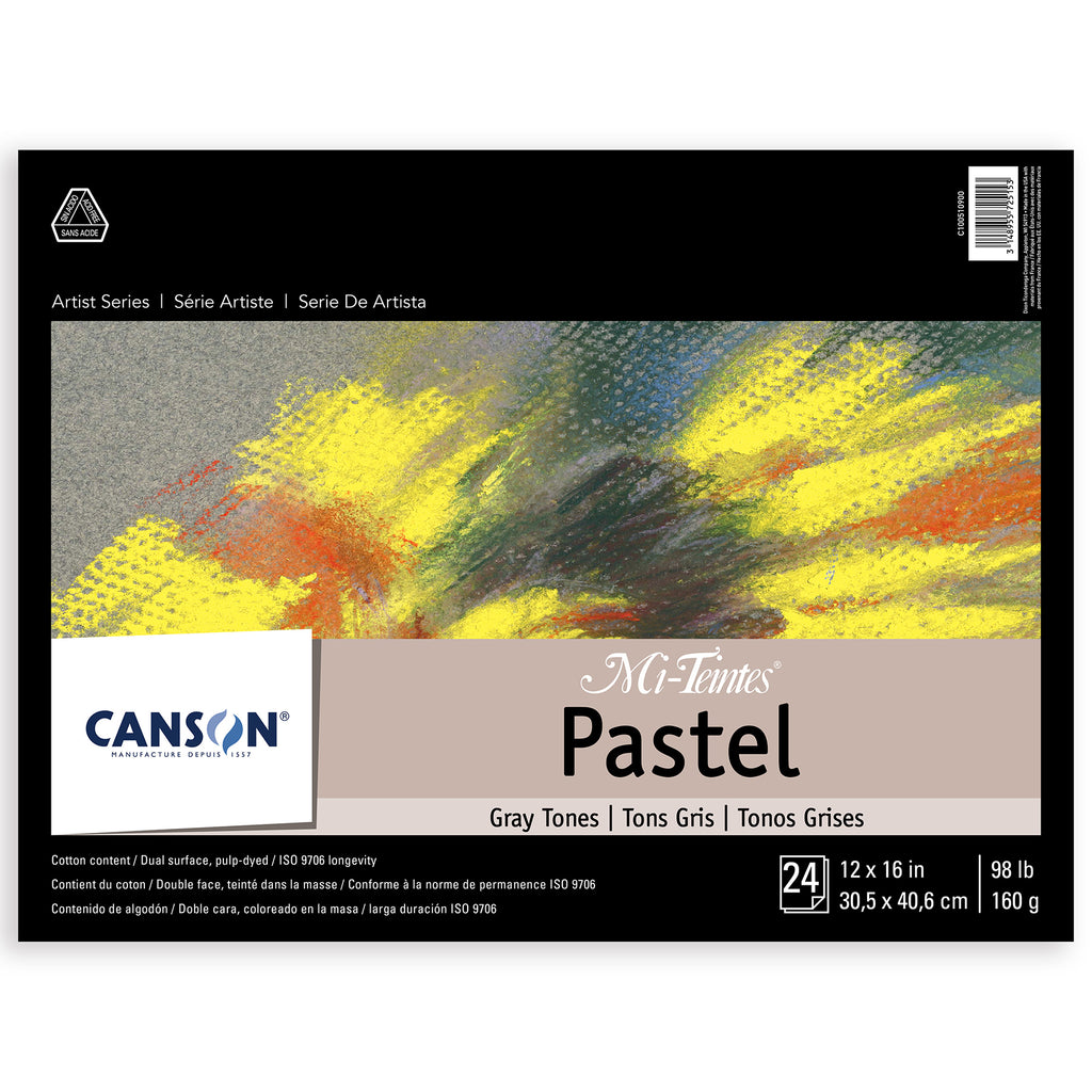 Artist Series Mi-Teintes Pastel Pad, Gray Tones, Foldover Binding, 24 Sheet, 12x16 inch, 1 Count