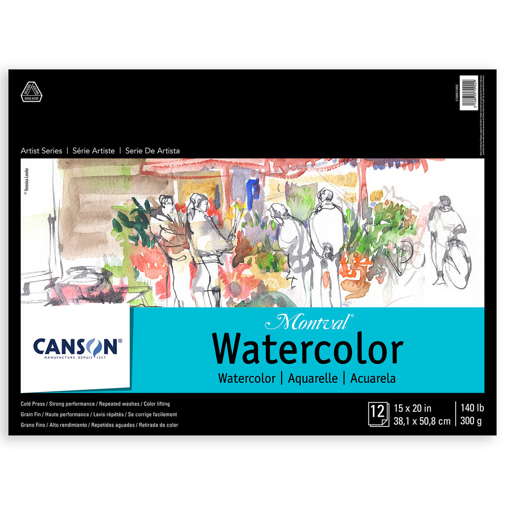 Artist Series Montval Watercolor Pad, Foldover Binding, Foldover Binding, 12 Sheet, 15x20 inch, 1 Count