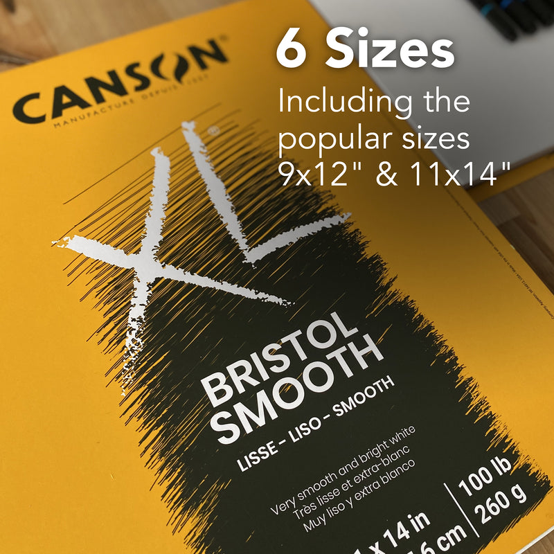 Xl Bristol Pad Smooth Fold 11x14in Canson 25 Sheets