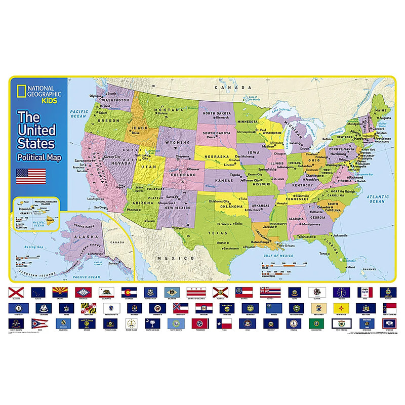 World and United States for Kids, Poster Size, Map Pack Bundle, 36" x 24"