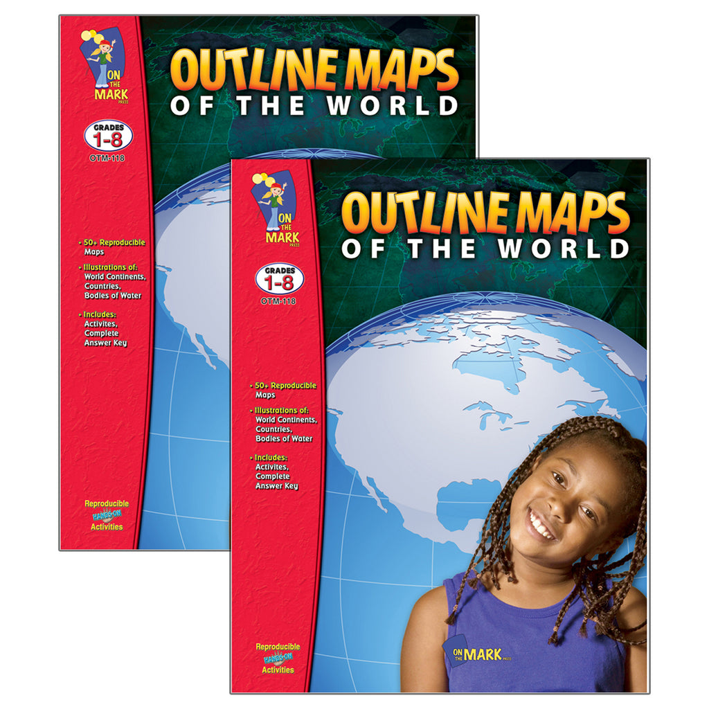 Outline Maps of the World, Grades 1-8, Pack of 2
