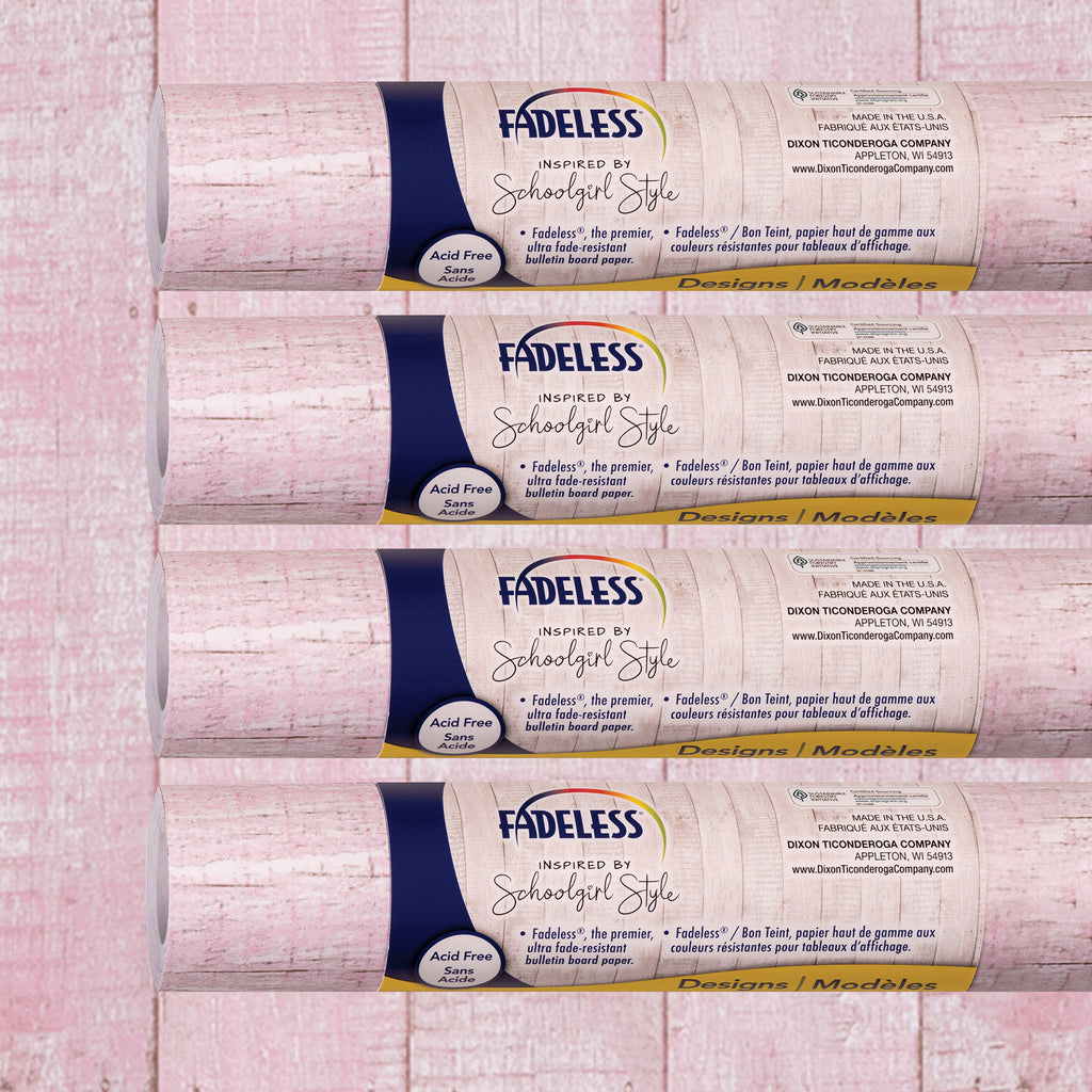 Schoolgirl Style Bulletin Board Paper, 48" x 12', Southern Charm in Pink, 4 Rolls