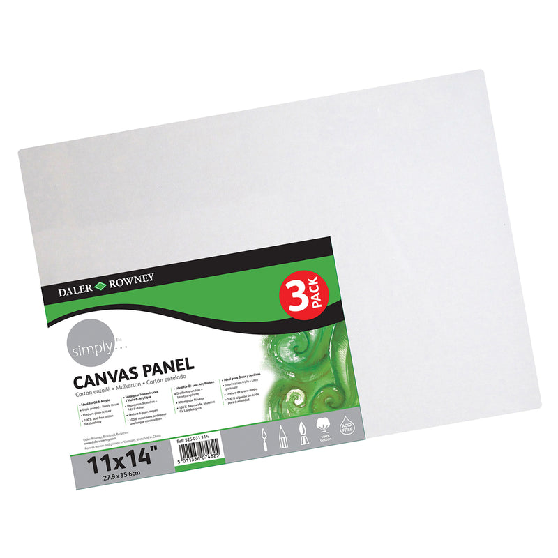 Simply White Canvas Panels Set, 11" x 14", 3 Per Pack, 3 Packs