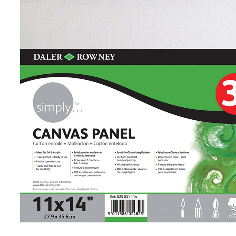 Simply White Canvas Panels Set, 11" x 14", 3 Per Pack, 3 Packs