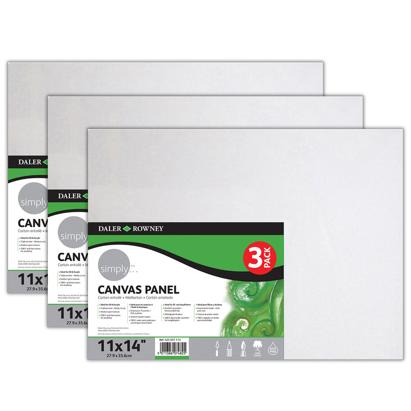 Simply White Canvas Panels Set, 11" x 14", 3 Per Pack, 3 Packs