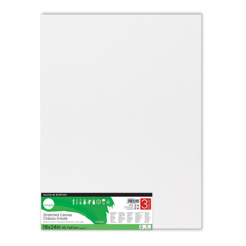 Simply White Canvas Panels Set, 18" x 24", 3-Pack