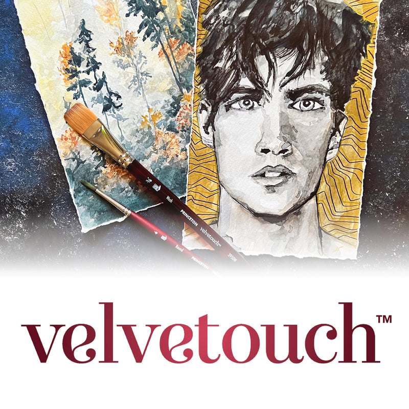 Velvetouch Wash Brush, Synthetic Bristles, Short Handle Mixed Media Paintbrush, Scarlet, Size 1 inch, 1 Count