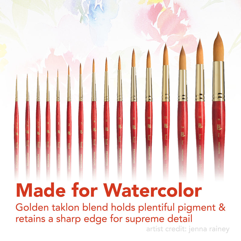 Heritage Round Brush, Synthetic Bristles, Short Handle Watercolor Paintbrush, Scarlet, Size 12, 1 Count