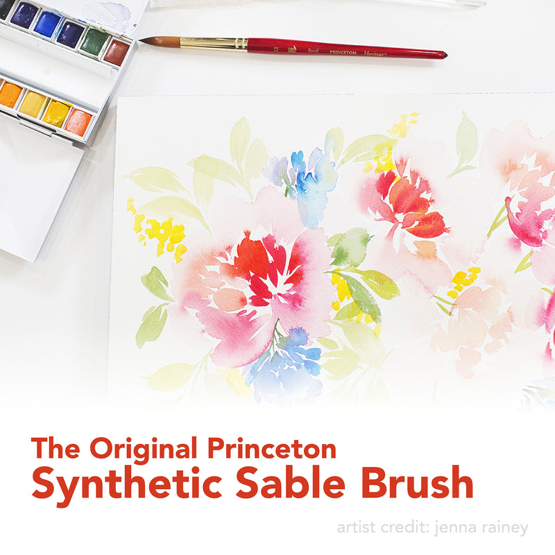Heritage Round Brush, Synthetic Bristles, Short Handle Watercolor Paintbrush, Scarlet, Size 12, 1 Count