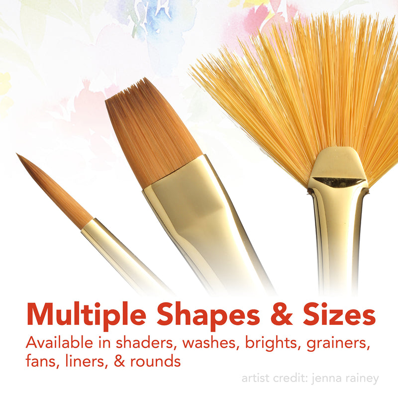 Heritage Round Brush, Synthetic Bristles, Short Handle Watercolor Paintbrush, Scarlet, Size 12, 1 Count