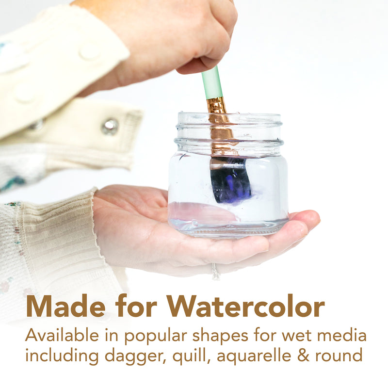 Neptune Oval Wash Brush, Synthetic Bristles, Short Handle Watercolor Paintbrush, Dark Wood, Size 1/2 inch, 1 Count