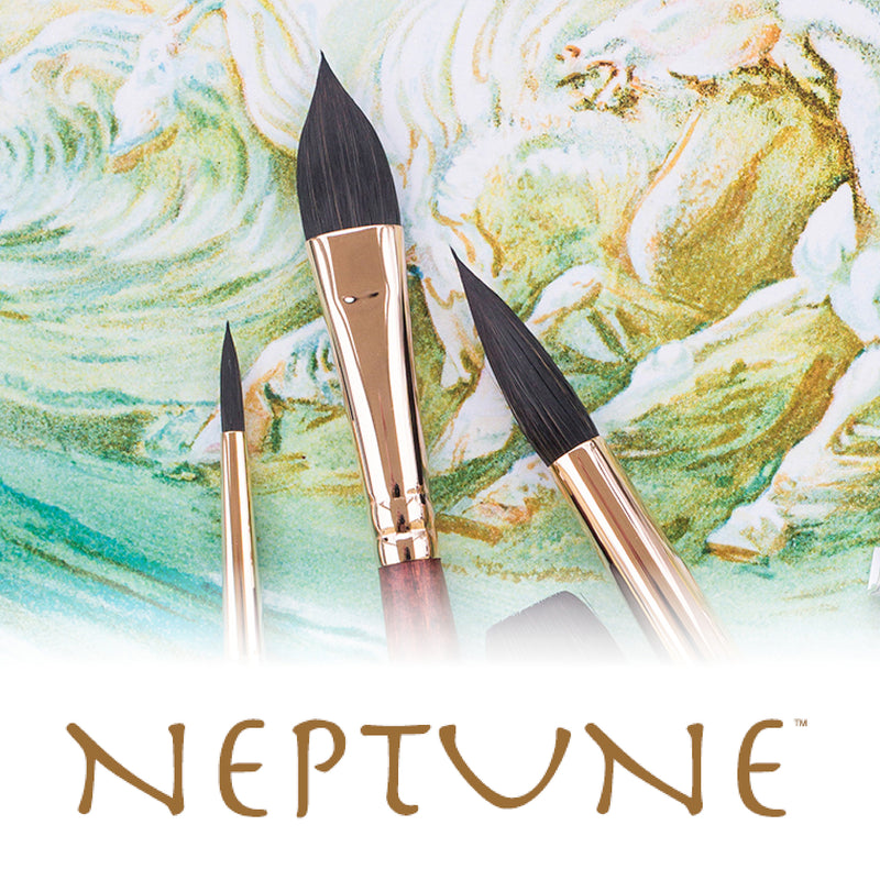 Neptune Oval Wash Brush, Synthetic Bristles, Short Handle Watercolor Paintbrush, Dark Wood, Size 1/2 inch, 1 Count
