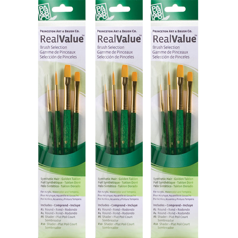 (3 St) Realvalue Brush Set 4ct Grn