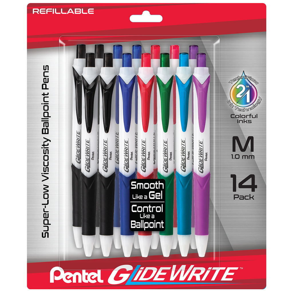 Glidewrite Ballpoint Pen Asst 14pk 1.0mm Medium W/techniflo