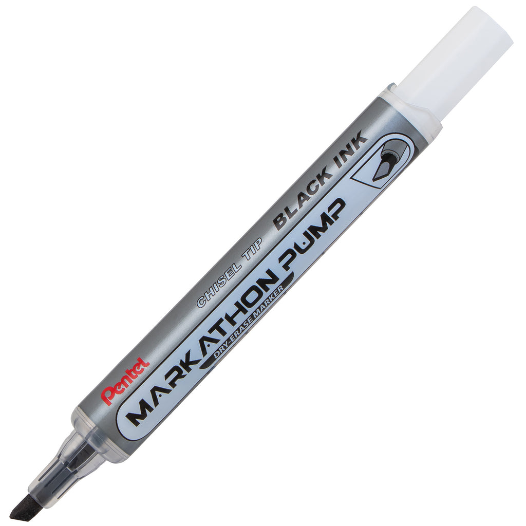 Markathon Pump Dry Erase Marker Blk 1 Dozen Chisel Tip