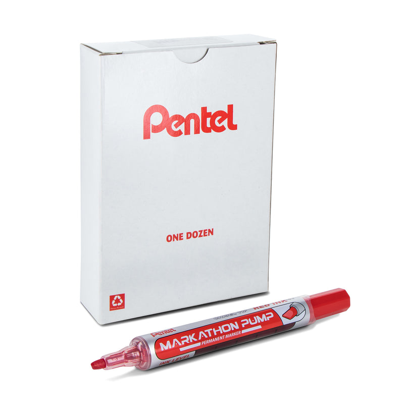 Permanent Marker Red Chisel 1dz Markathon Pump