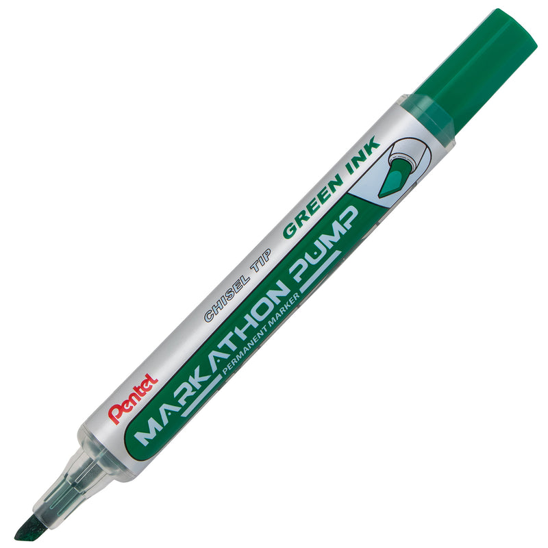 Permanent Marker Grn Chisel 1dz Markathon Pump