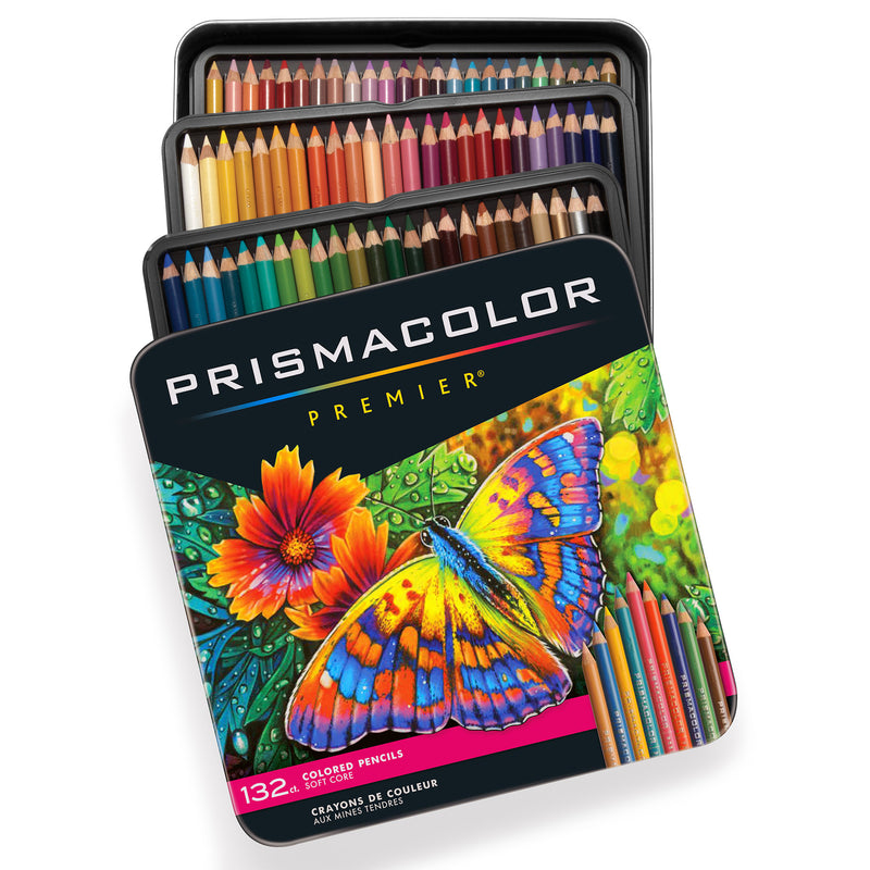 Premier Colored Pencils Tin, Soft Core, Assorted, 132 Count