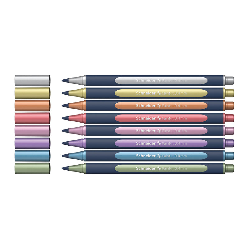 Paint-It 050, Metallic RollerballS, 0.4 mm, Wallet, 8 Assorted Ink Colors