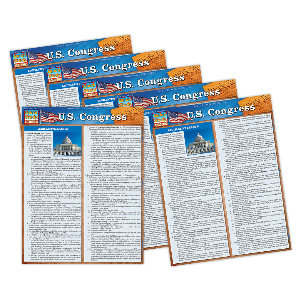 Laminated Study Guide, U.S. Congress