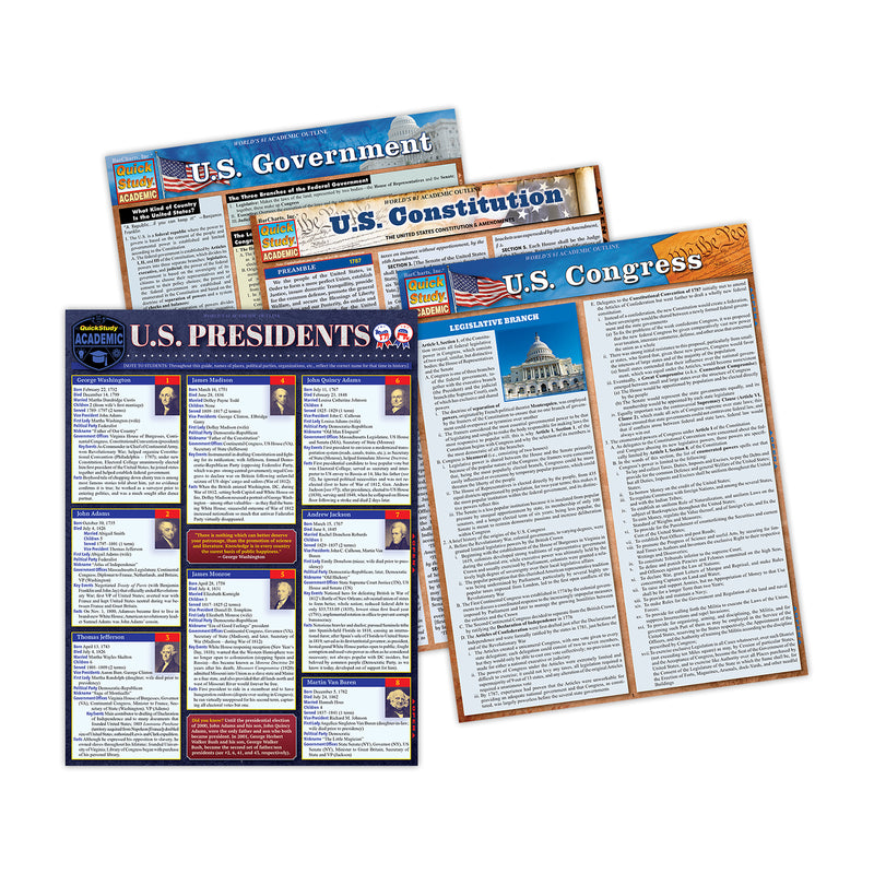 Laminated Study Guide, History Bundle, Set of 4