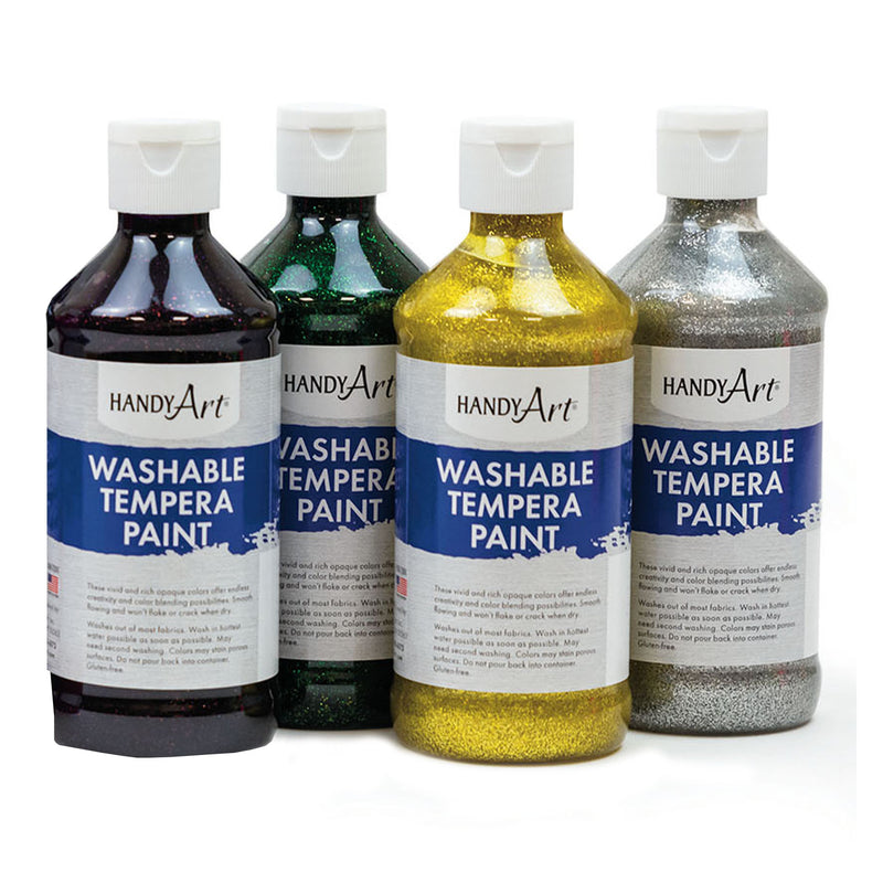 Glitter Washable Paint, 8 oz, Set of 9