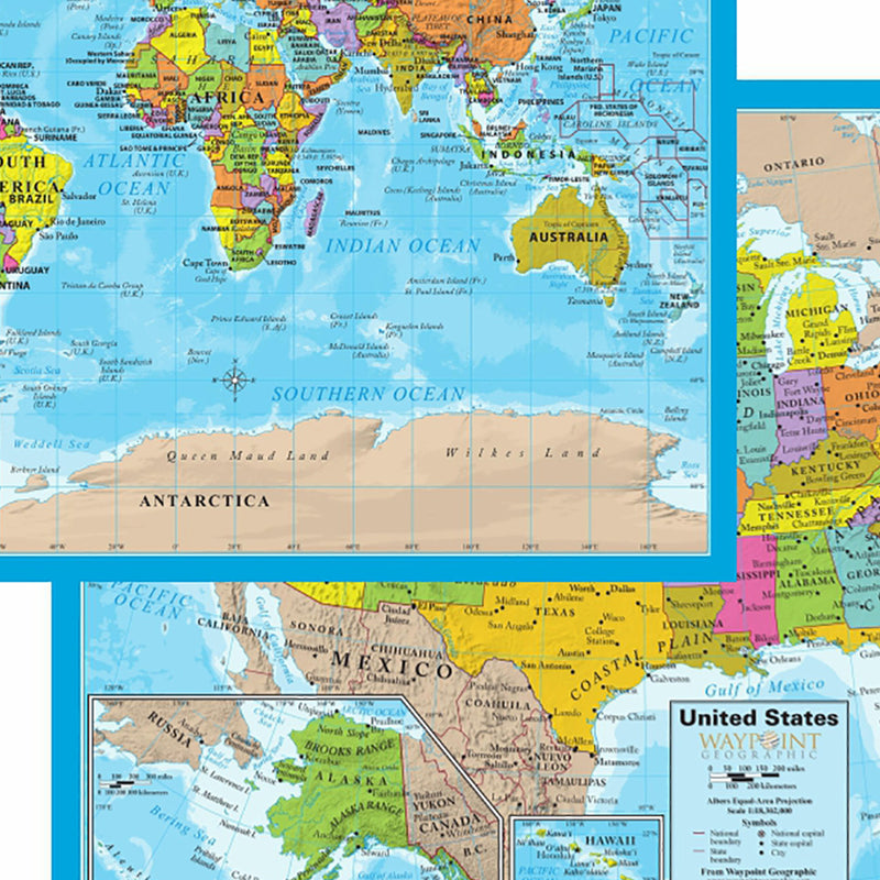 World/USA Laminated Notebook Maps, 32 Count