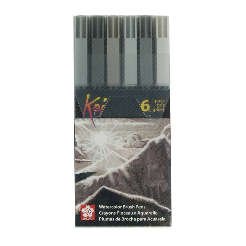 Koi Coloring Brush 6 Pc Set 6 Grays