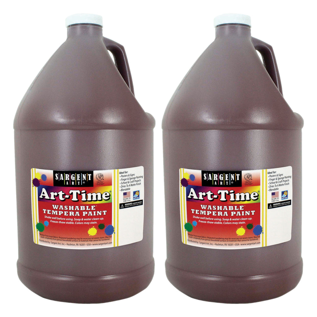 Art-Time® Washable Tempera Paint, Brown, Gallon, Pack of 2