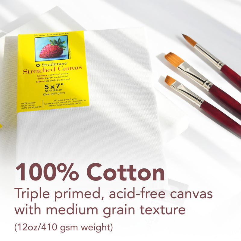300 Series Traditional Stretched Canvas, 8x10 inch, Pack of 3