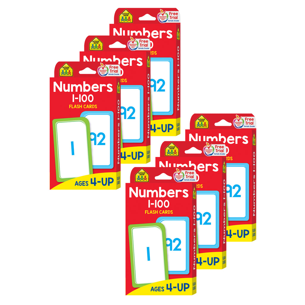 Numbers 1-100 Flash Cards, 6 Packs