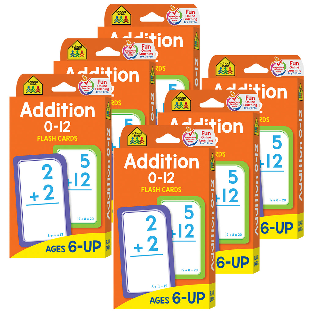 Addition 0-12 Flash Cards, 6 Packs