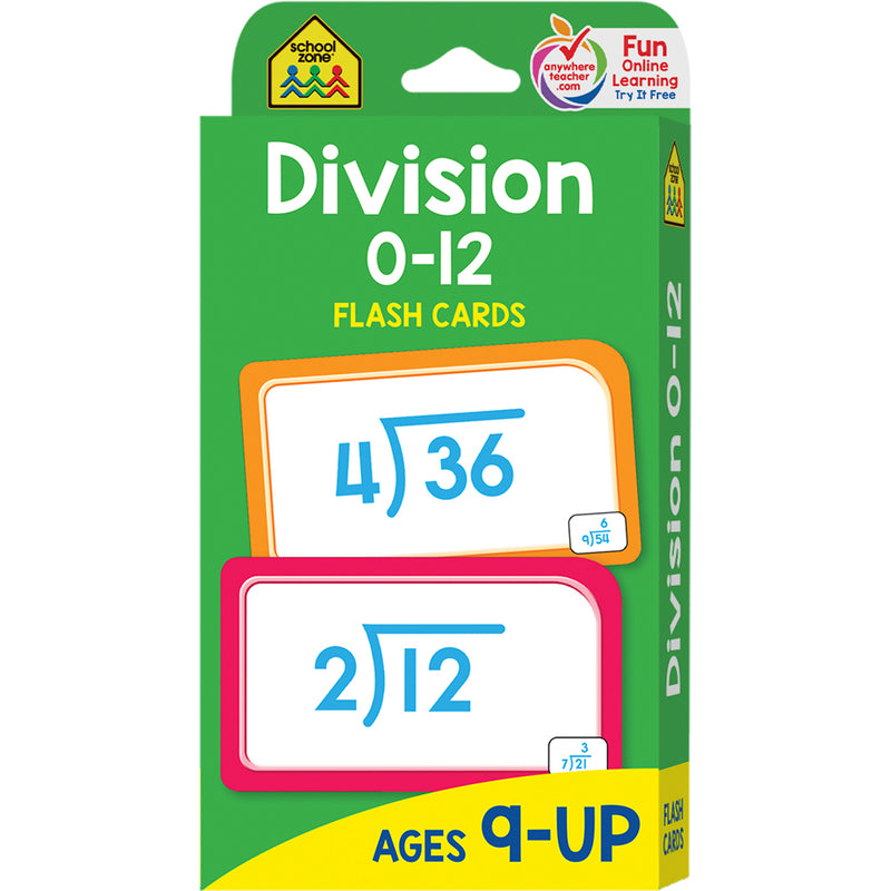 Division 0-12 Flash Cards, 6 Packs