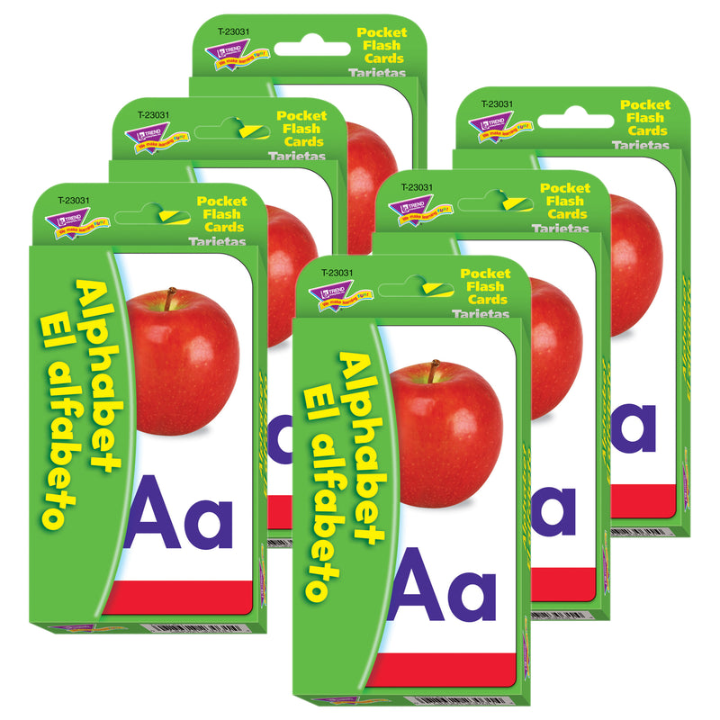 Alphabet/El Alfabeto (EN/SP) Pocket Flash Cards, 6 Packs