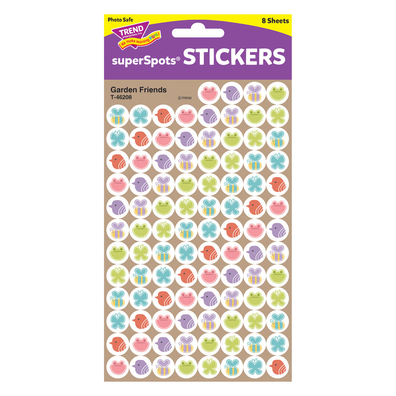 Garden Friends superSpots® Stickers, 800 Per Pack, 6 Packs