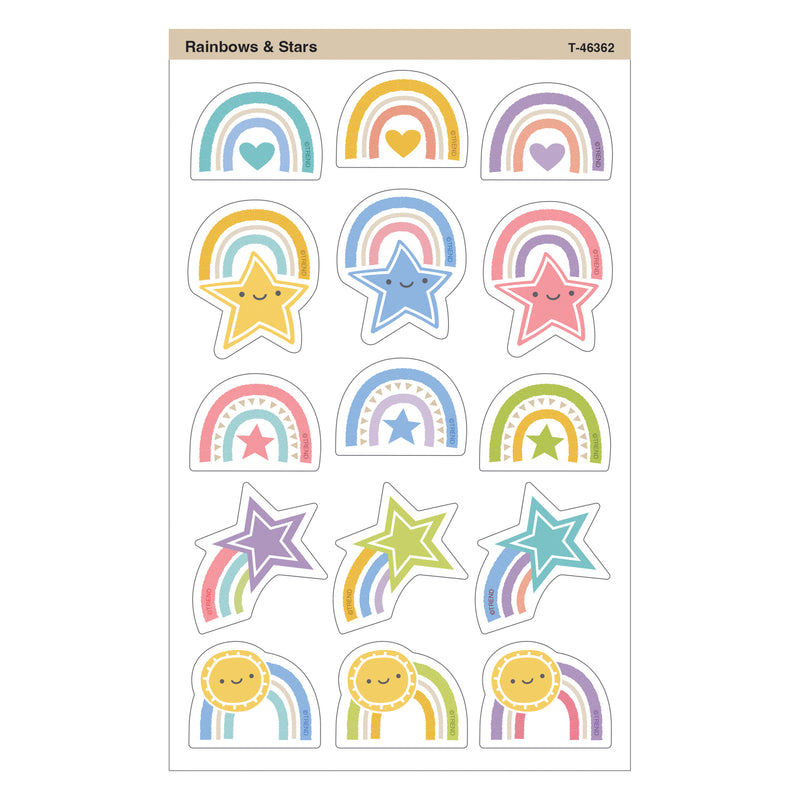Rainbows & Stars Large superShapes Stickers, 120 Per Pack, 6 Packs