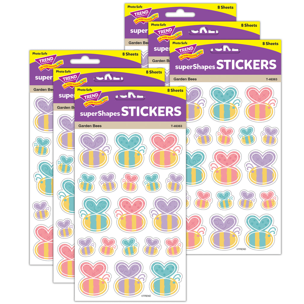 Garden Bees Large superShapes Stickers, 152 Per Pack, 6 Packs