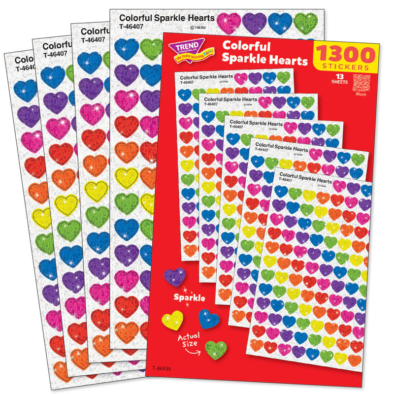 Colorful Sparkle Hearts Value Pack, 1300 Per Pack, 2 Packs