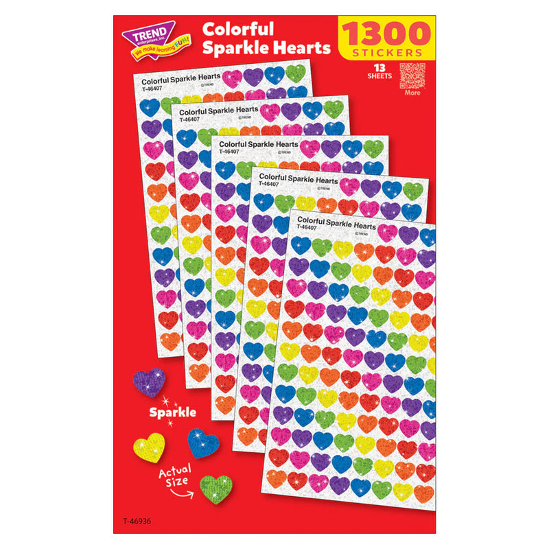 Colorful Sparkle Hearts Value Pack, 1300 Per Pack, 2 Packs