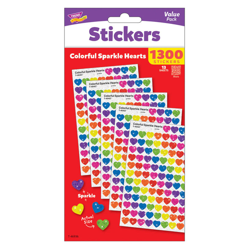 Colorful Sparkle Hearts Value Pack, 1300 Per Pack, 2 Packs